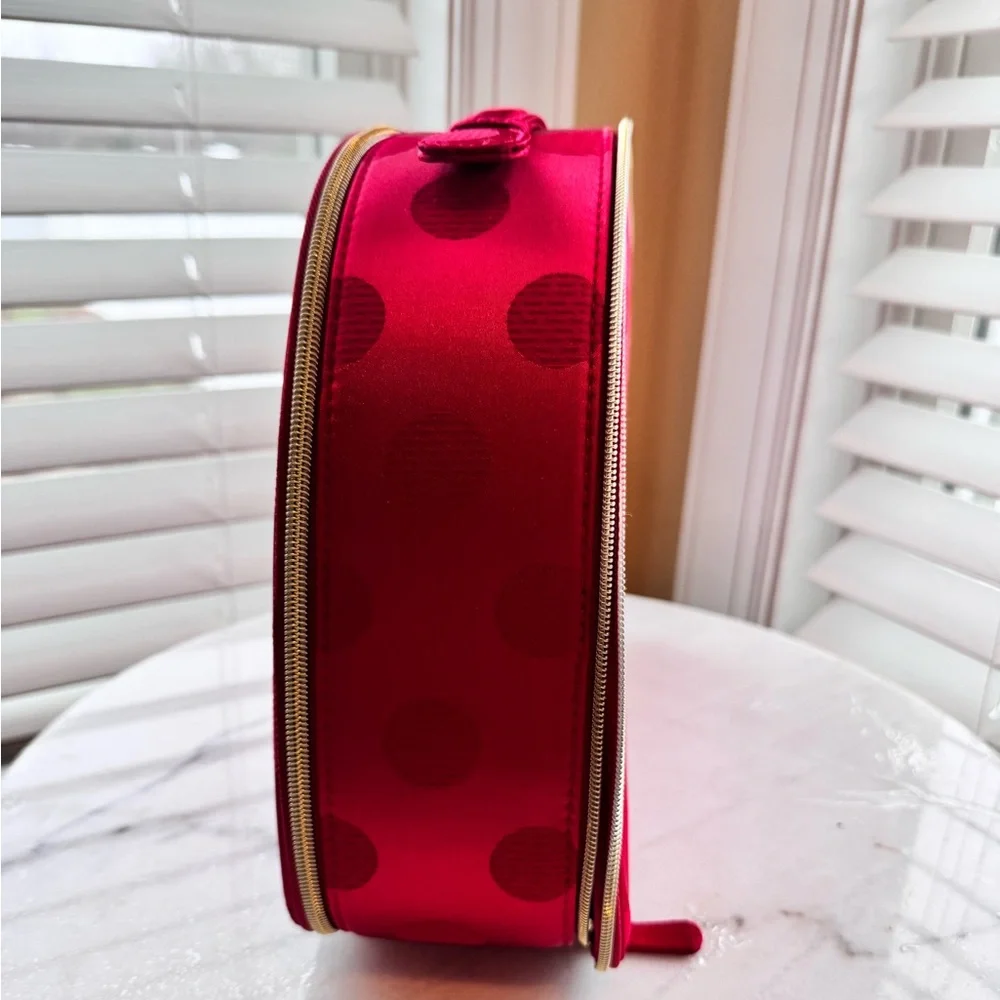 Estée Lauder Red Makeup Pouch Train Case with Gold Charm